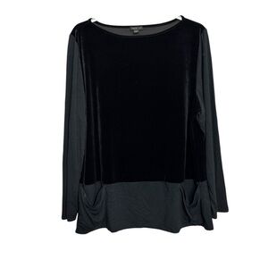 J.Jill Wearever Collection Black Velvet Velour Tunic Top